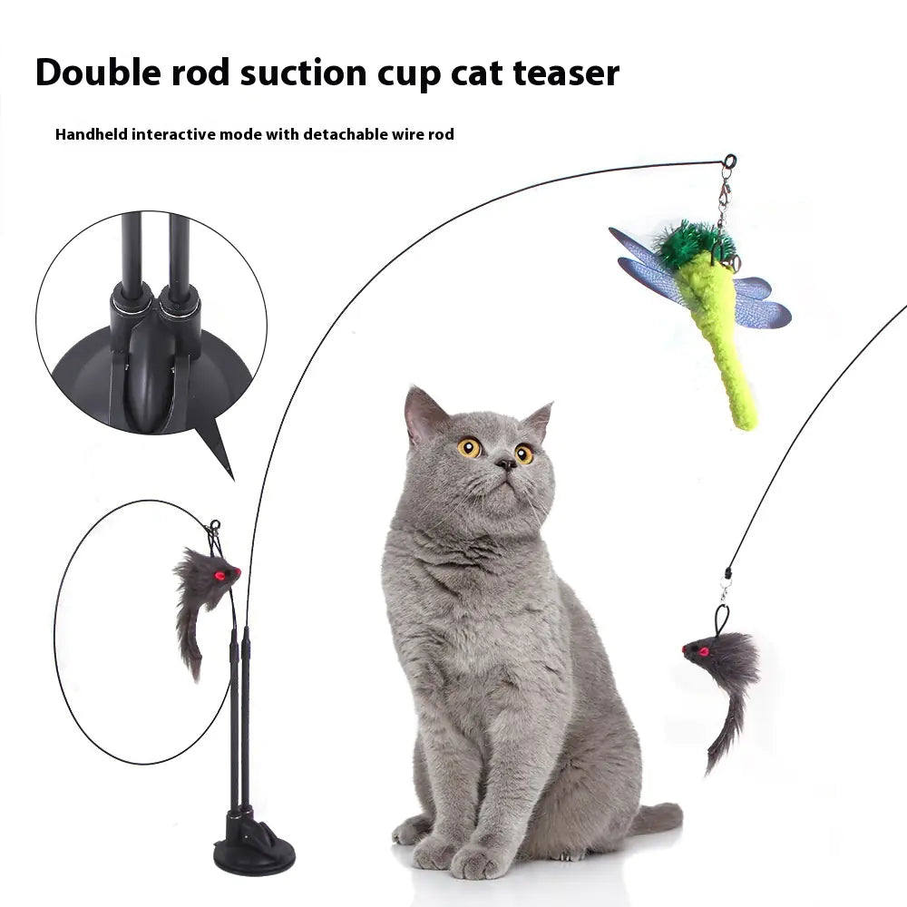 Suction cup teaser toy for cats