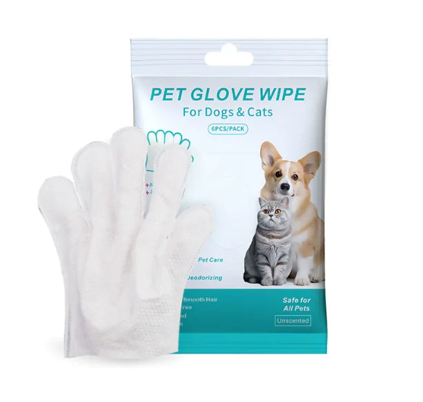 Pet cleaning gloves and wipes