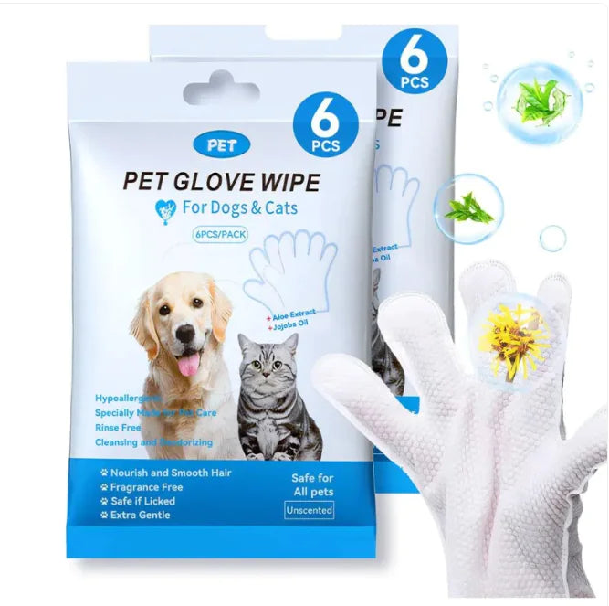 Pet cleaning gloves and wipes