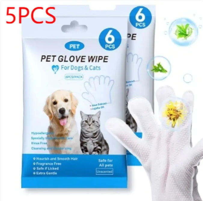 Pet cleaning gloves and wipes