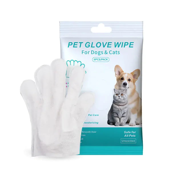 Pet cleaning gloves and wipes