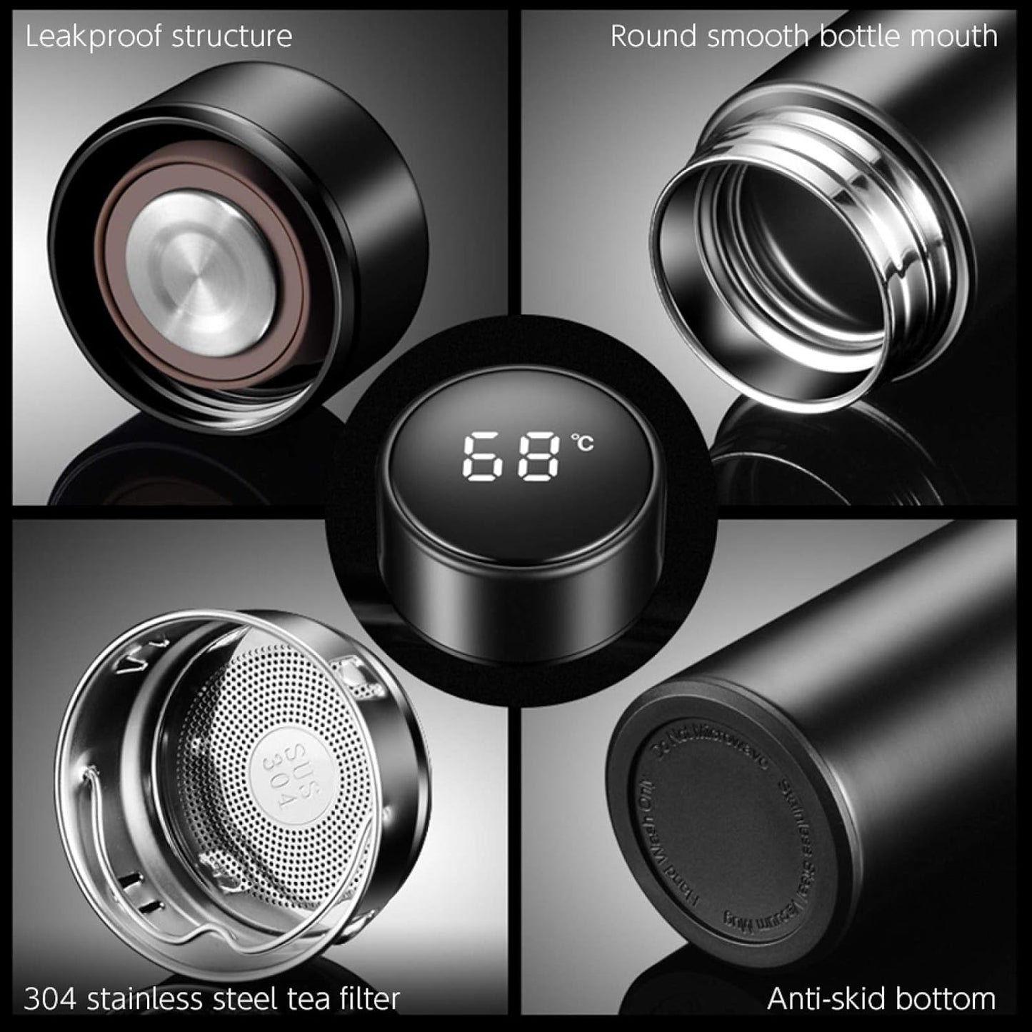 Thermos for hot and cold drinks with display