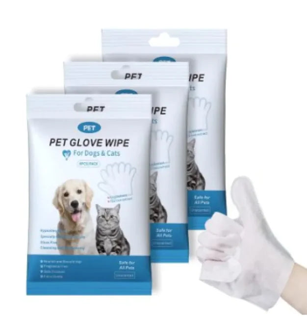 Pet cleaning gloves and wipes