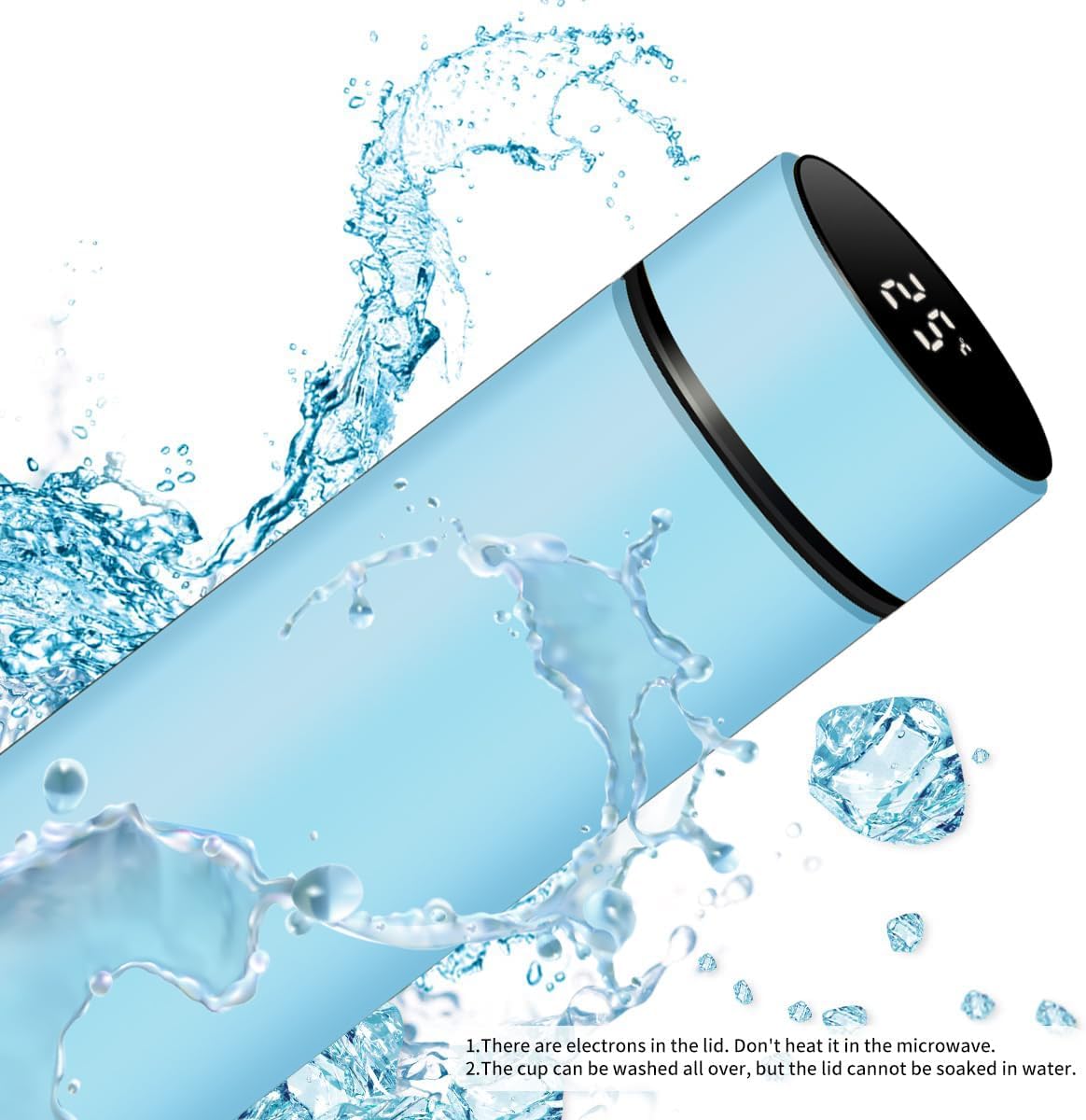 Thermos for hot and cold drinks with display