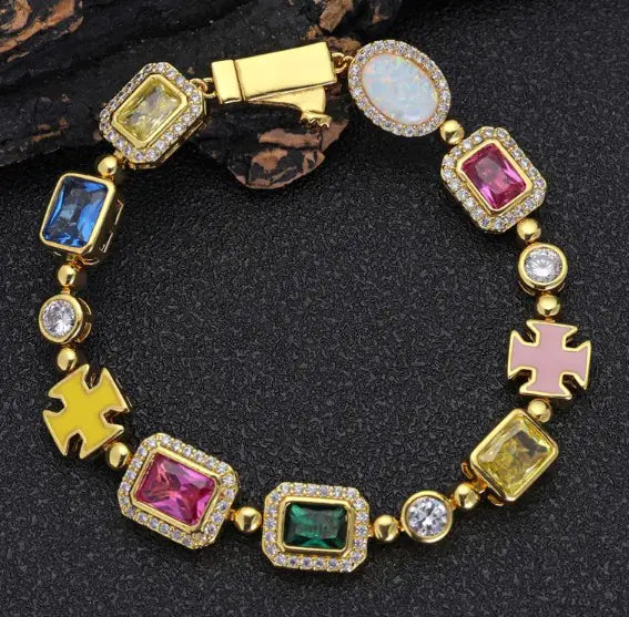 Gold-plated gemstone necklace
