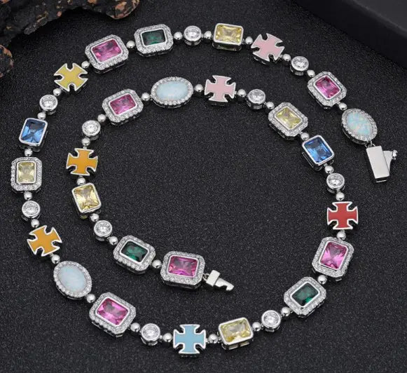 Gold-plated gemstone necklace