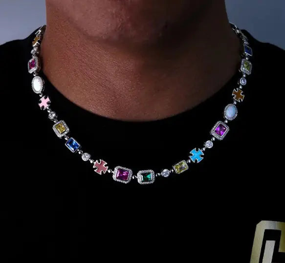 Gold-plated gemstone necklace